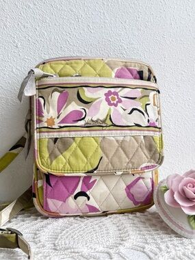 Vera Bradley Floral Quilted Crossbody Bag Pink Green Y2K Mini Messenger